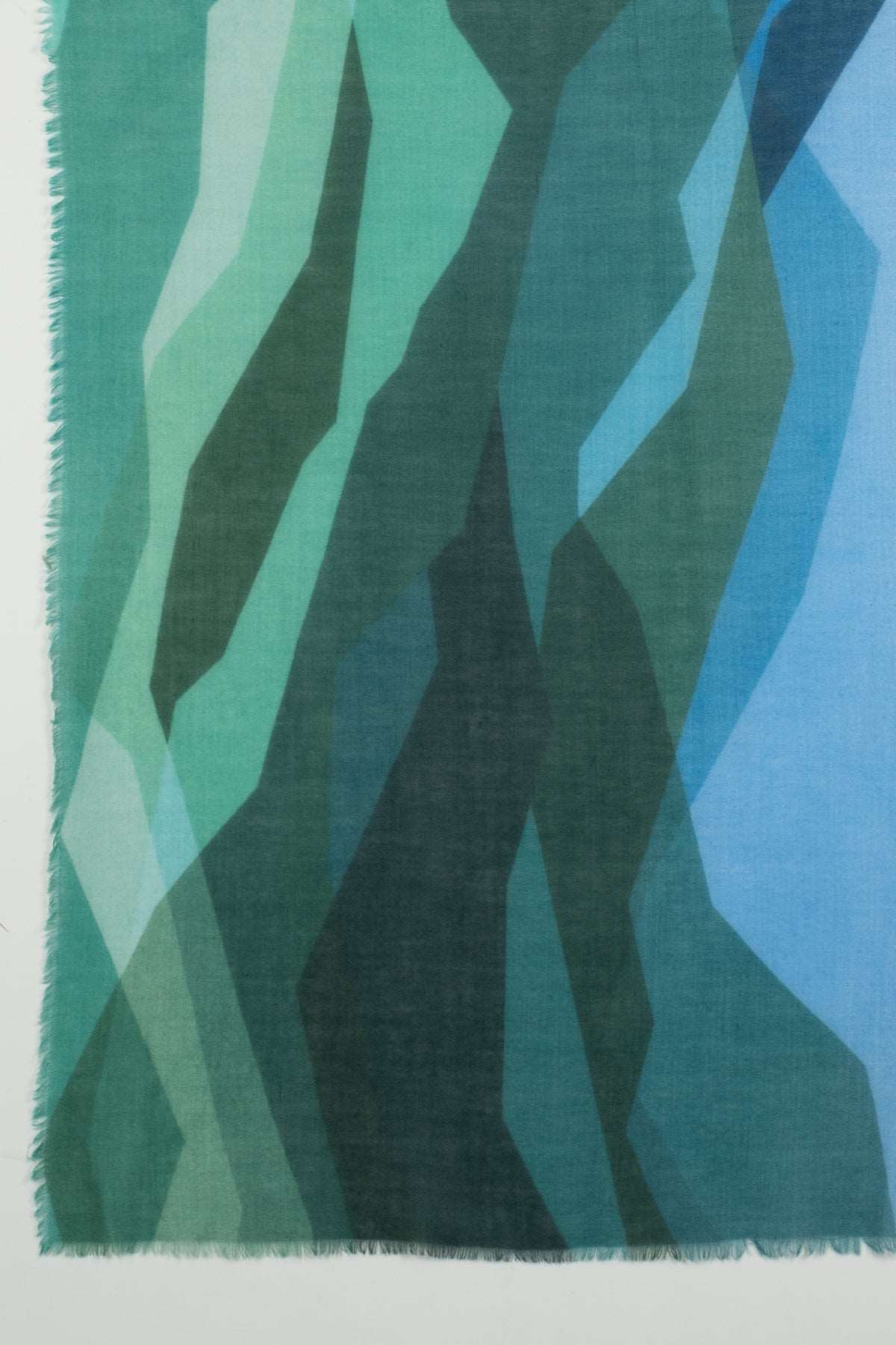 Abstract Peaks Merino Wool Scarf - Green Multi-3