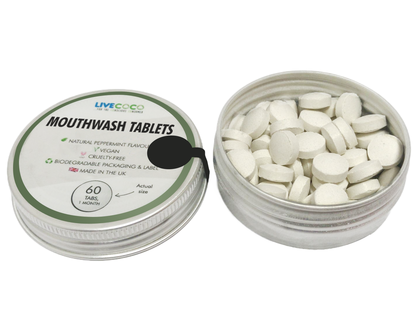 Buy 6, get 2 FREE & FREE DELIVERY - 24 Hour Offer - Sensitive Toothpaste Tablets - Peppermint, Fluoride-Free-1