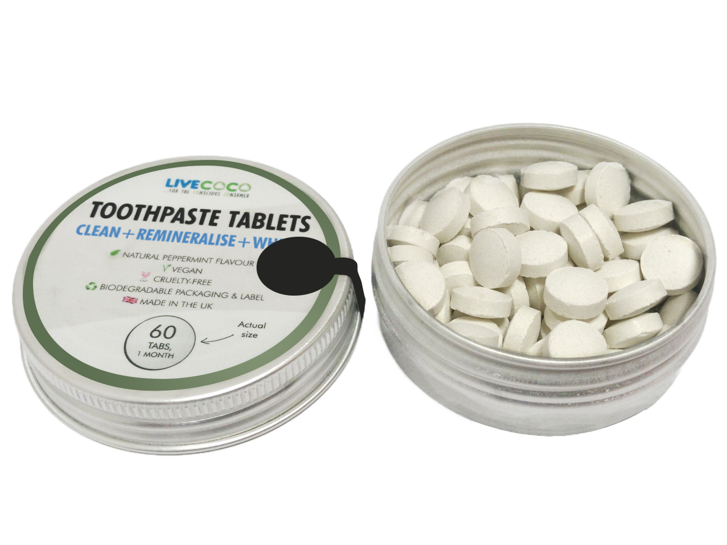 Buy 6, get 2 FREE & FREE DELIVERY - 24 Hour Offer - Remineralising & Whitening Toothpaste Tablets - Peppermint, Fluoride-Free-4