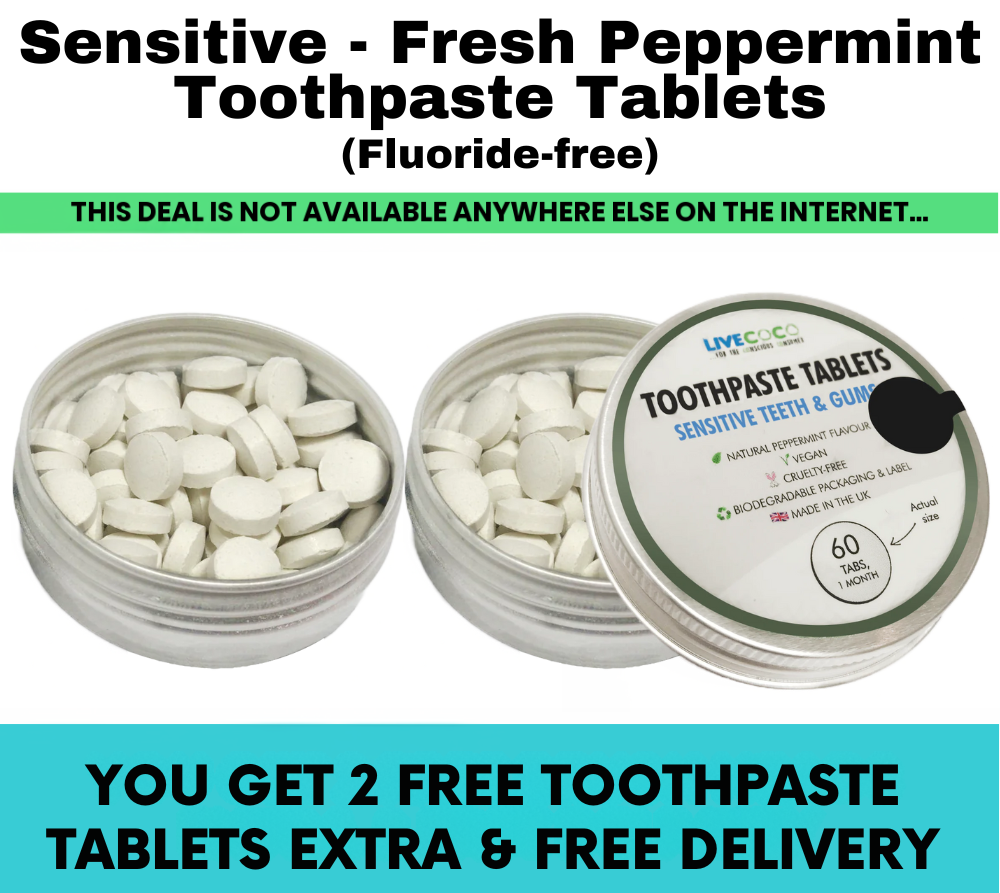 Buy 6, get 2 FREE & FREE DELIVERY - 24 Hour Offer - Sensitive Toothpaste Tablets - Peppermint, Fluoride-Free-0