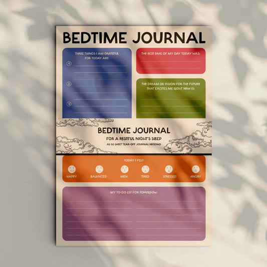 Mindfulness Bedtime Journal - A5 50 page Notepad for Wellness and Sleep-0