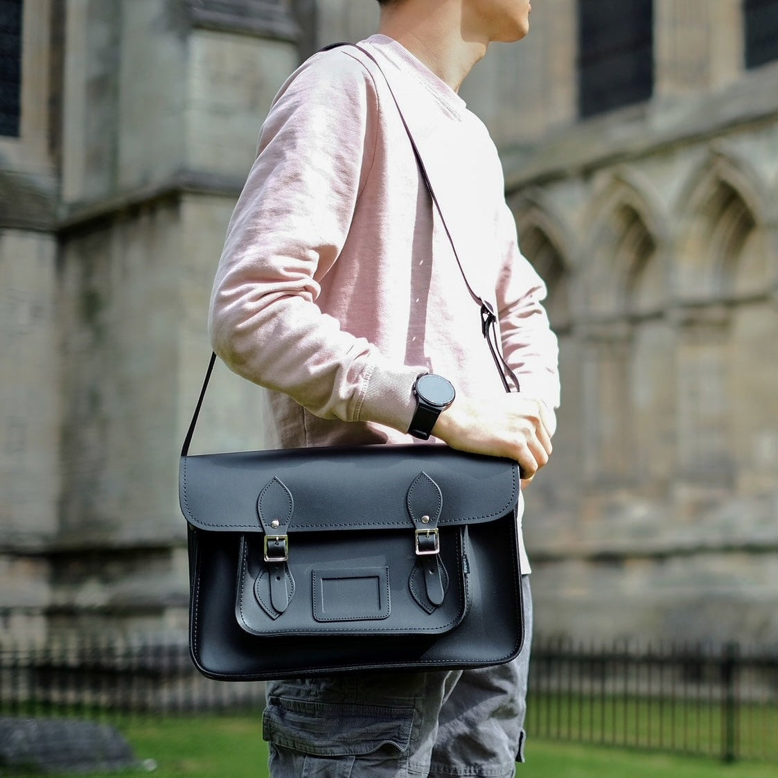 Handmade Leather Satchel - Black-4