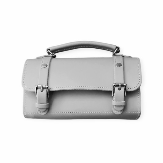 Handmade Leather Bowler Bag - Ghost Grey-0