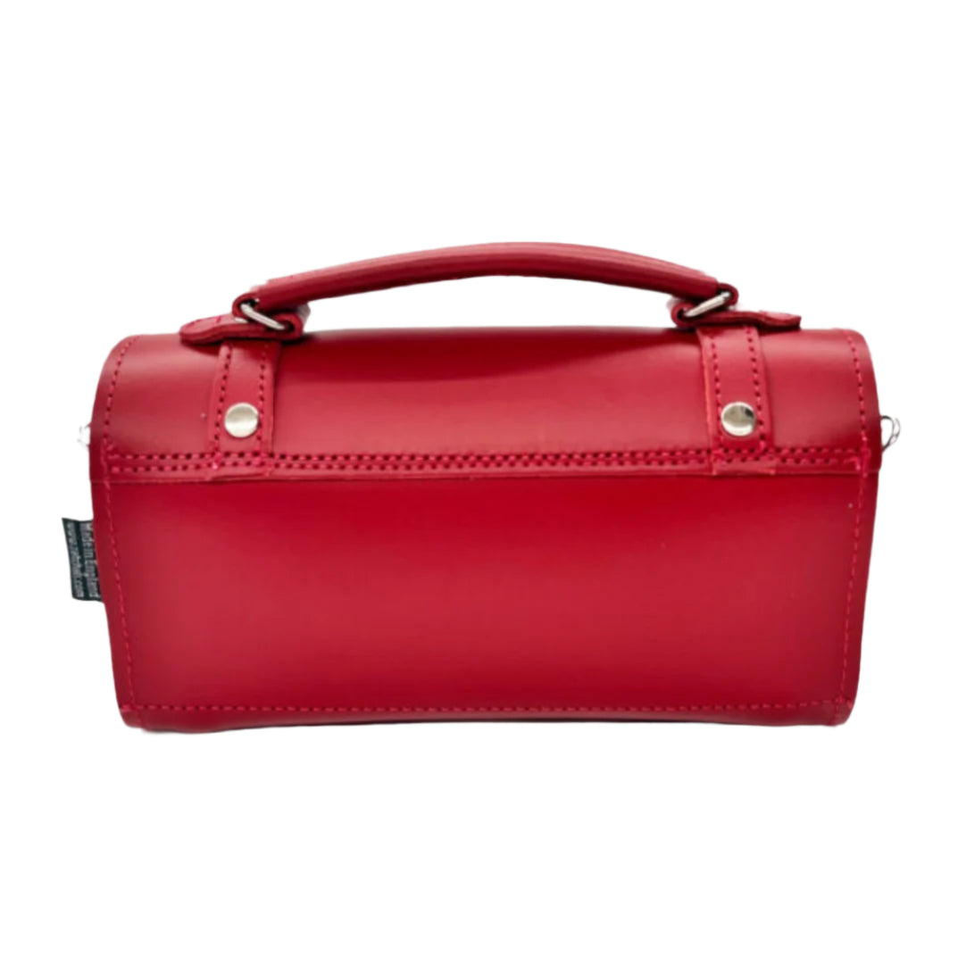 Handmade Leather Bowler Bag - Red-2