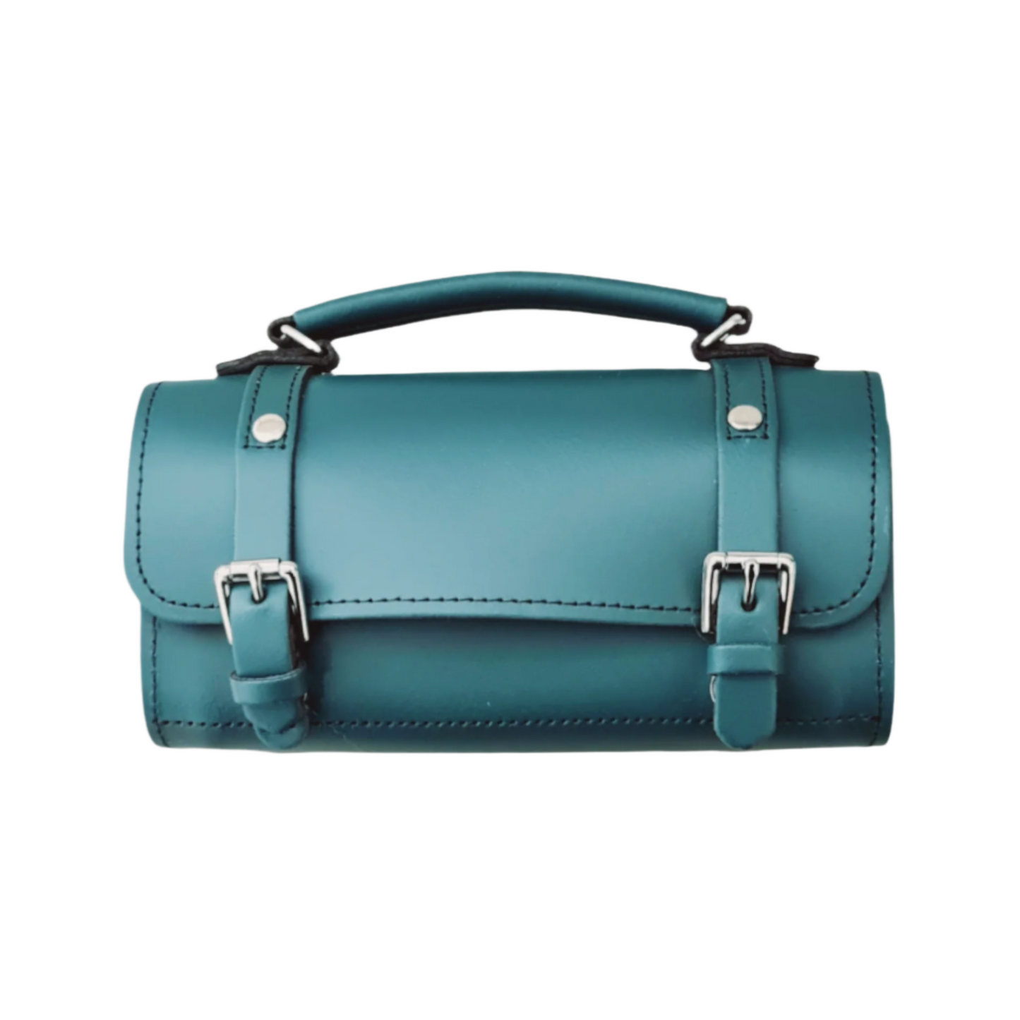 Handmade Leather Bowler Bag - Teal-0