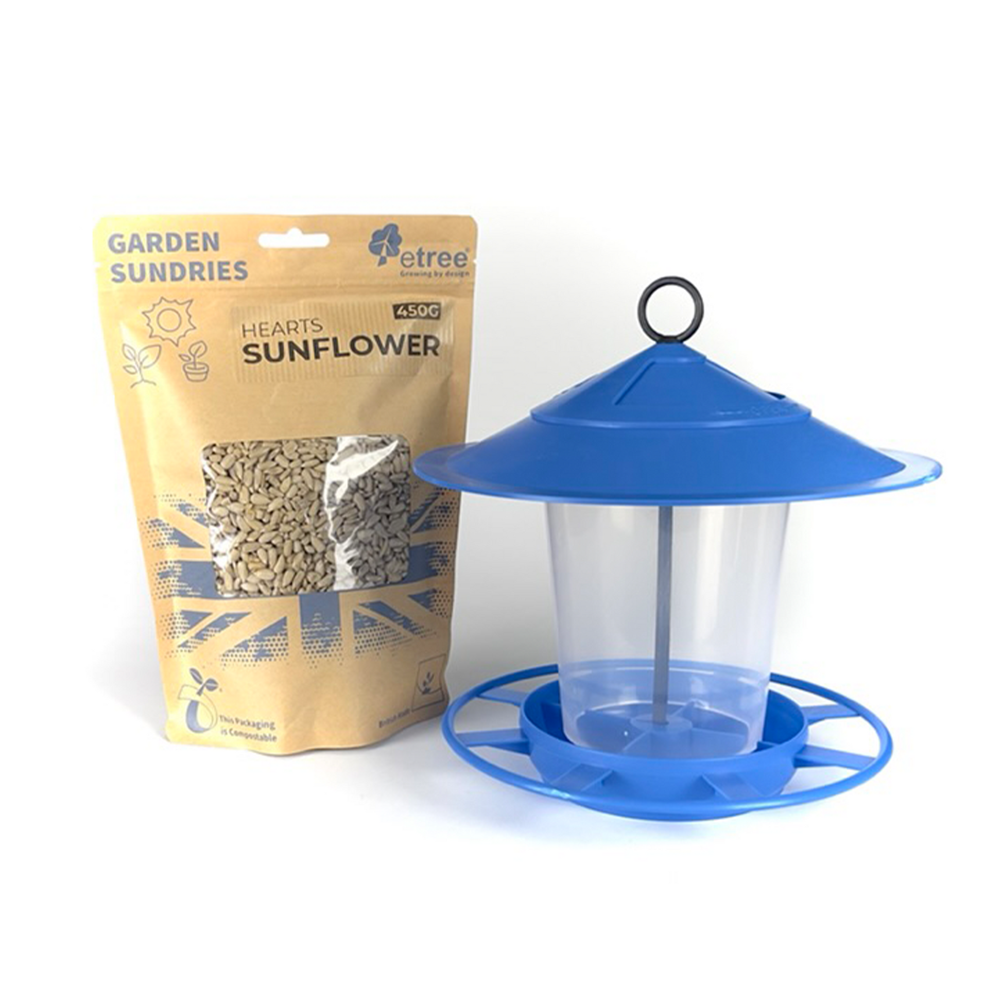 Pre Filled Hanging Lantern Bird Feeder Gift Set & Sunflower Hearts Wild Bird Seed (450g)-8