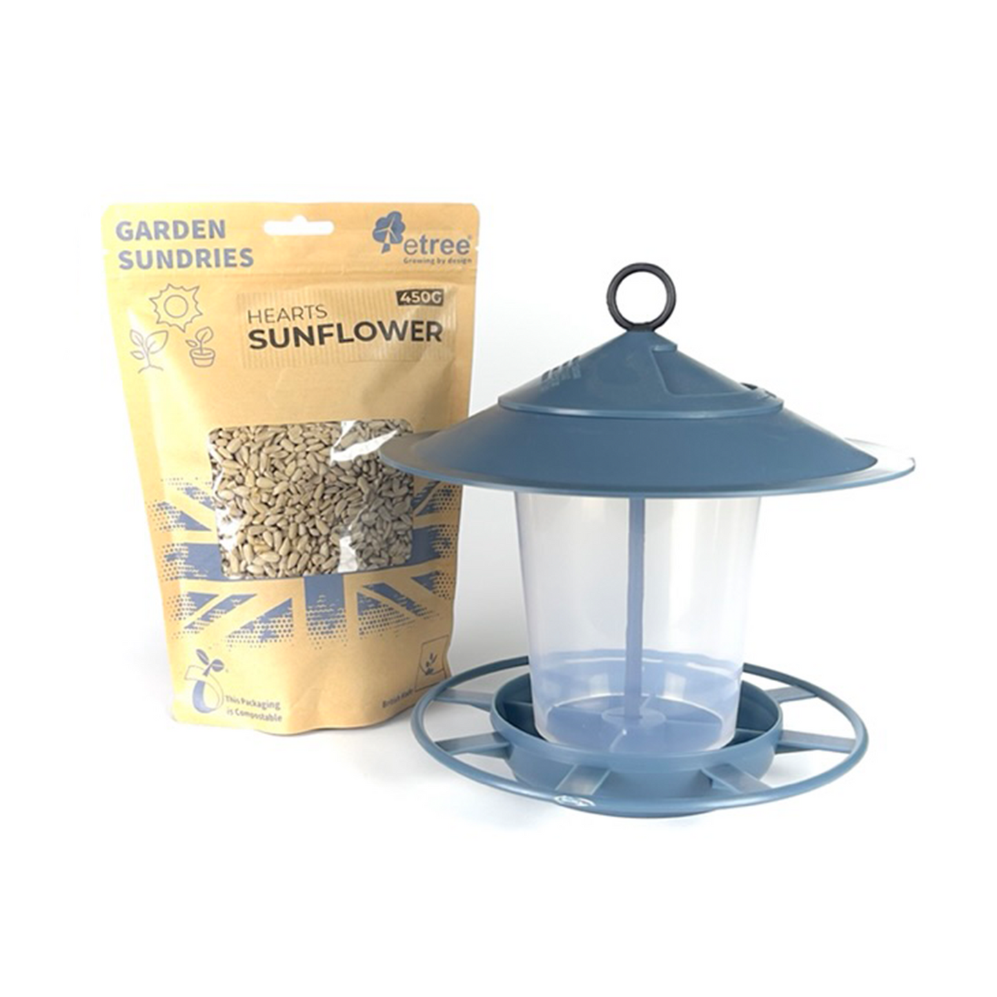 Pre Filled Hanging Lantern Bird Feeder Gift Set & Sunflower Hearts Wild Bird Seed (450g)-7