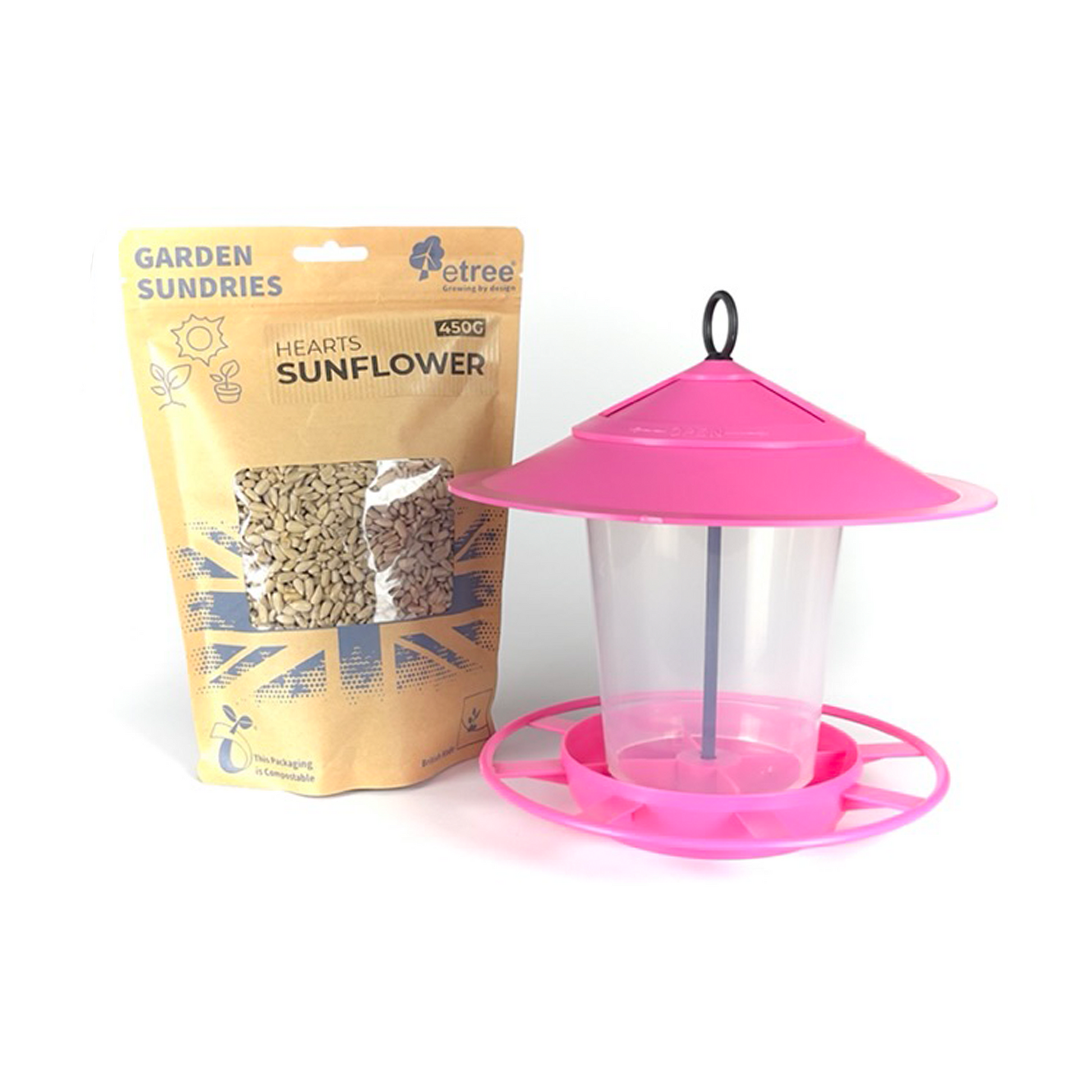 Pre Filled Hanging Lantern Bird Feeder Gift Set & Sunflower Hearts Wild Bird Seed (450g)-10
