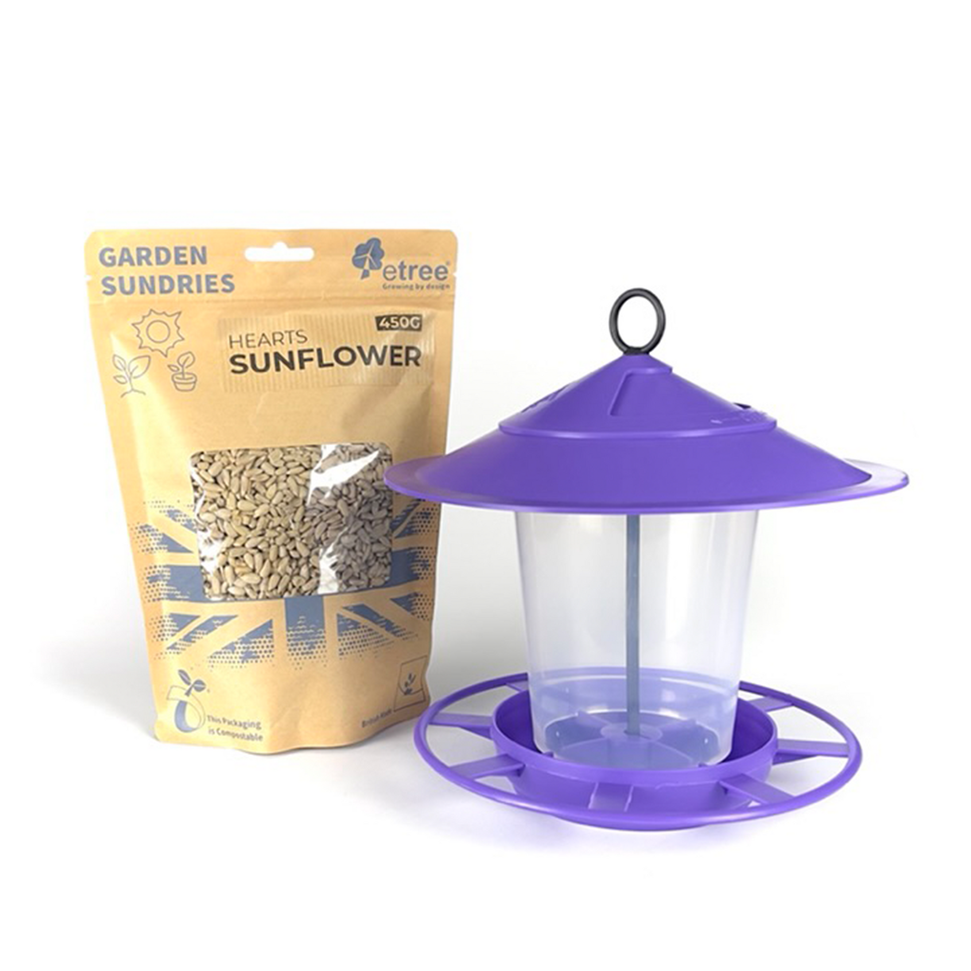 Pre Filled Hanging Lantern Bird Feeder Gift Set & Sunflower Hearts Wild Bird Seed (450g)-9