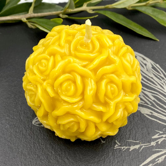 Rose Ball Candle- Pure British Beeswax-0