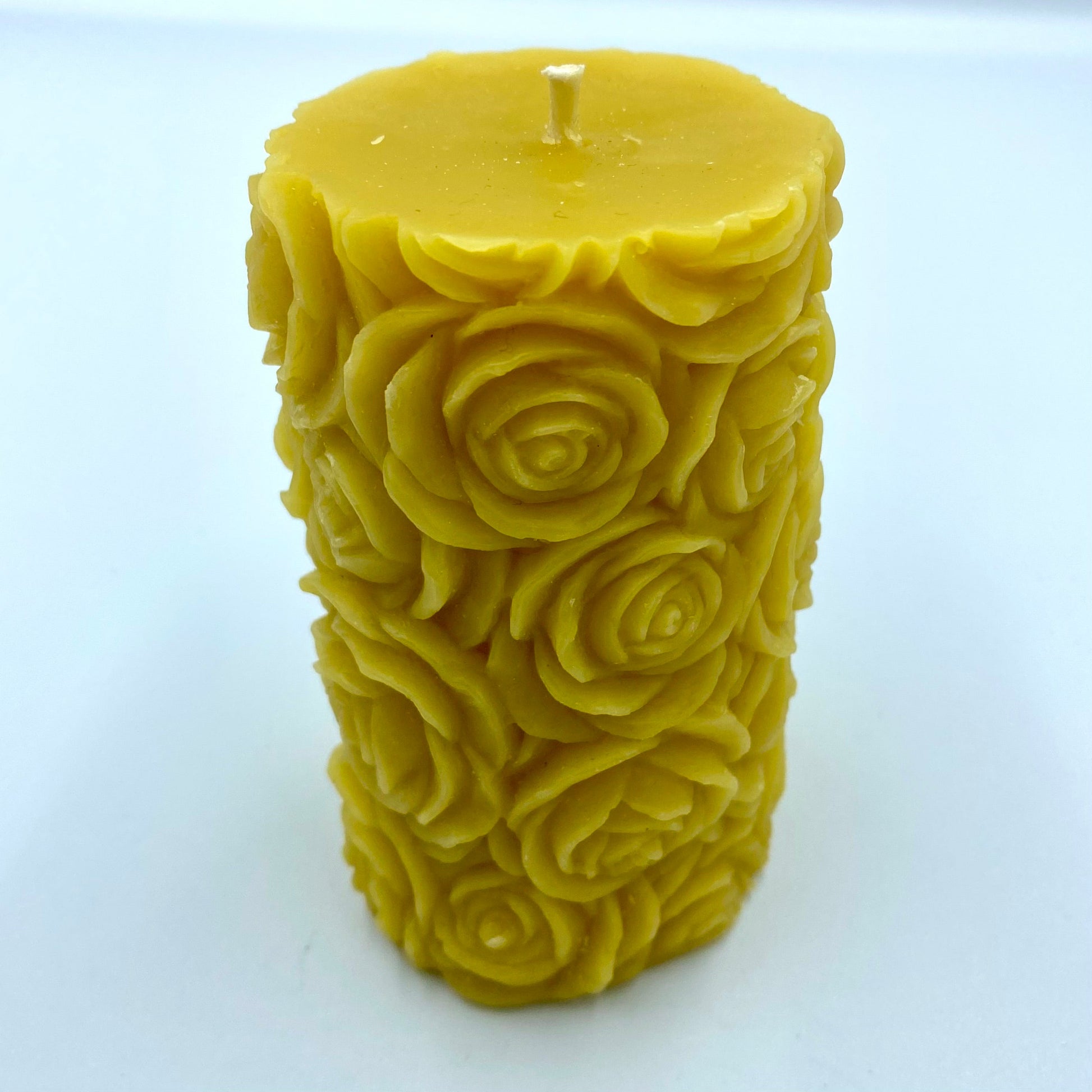 Floral Rose Pillar Candle- Pure British Beeswax-3