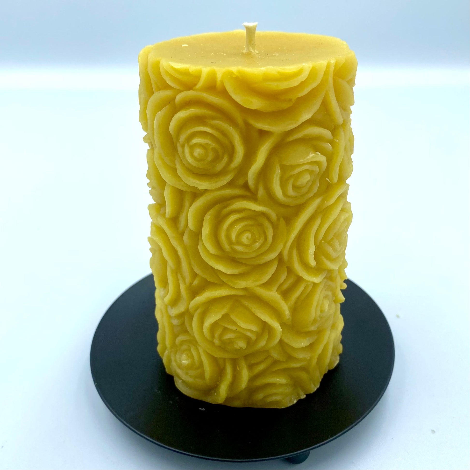 Floral Rose Pillar Candle- Pure British Beeswax-2