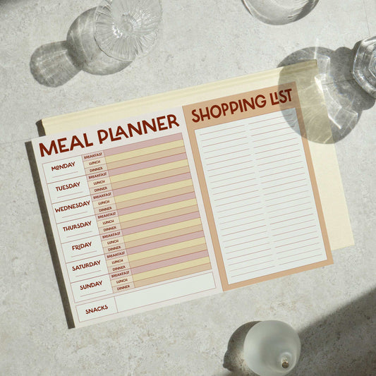 Minimal Stylish Weekly Meal Planner & Shopping List Notepad | A4 Grocery Planner | Meal Prep Planner-0