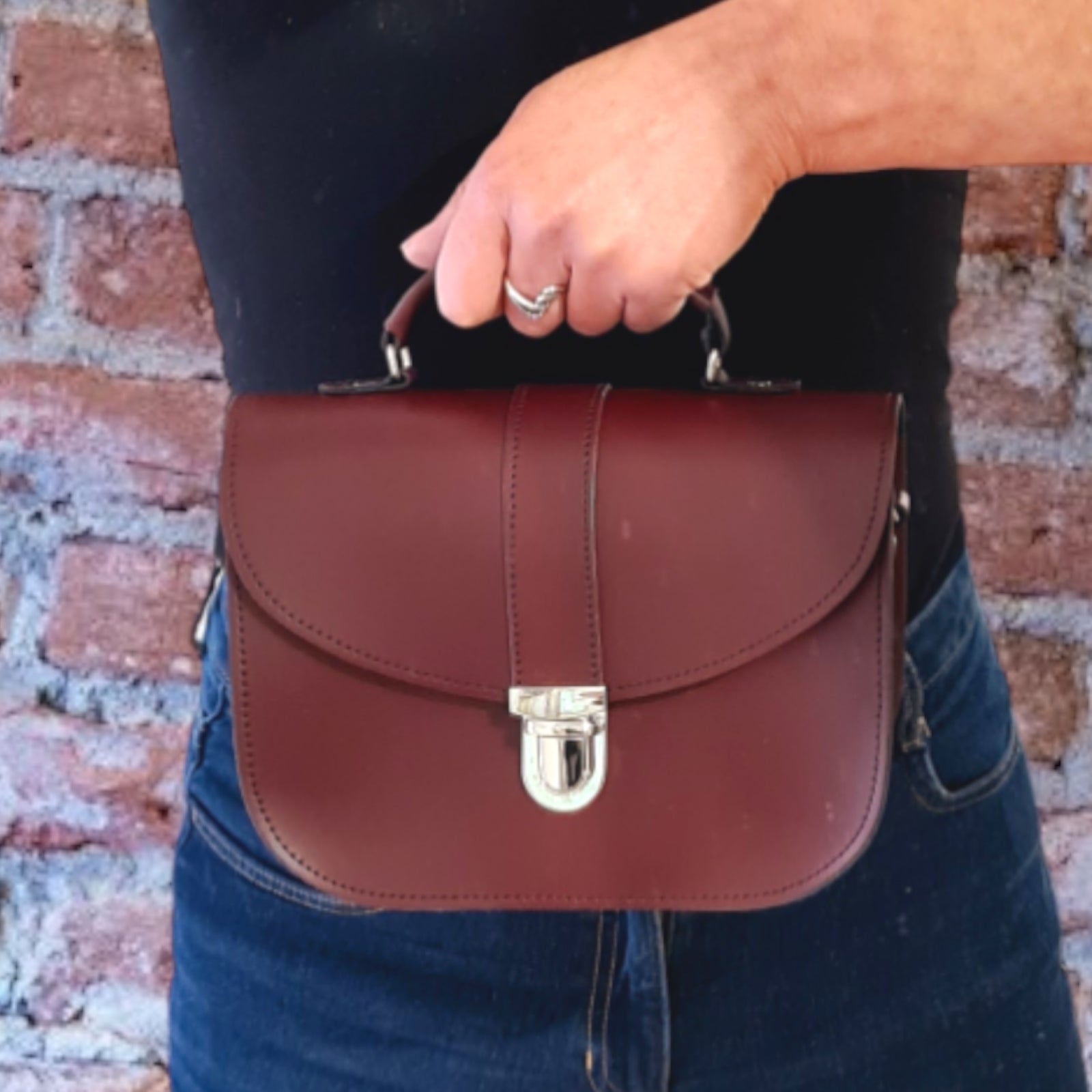 Olympia Handmade Leather Bag - Marsala Red-2
