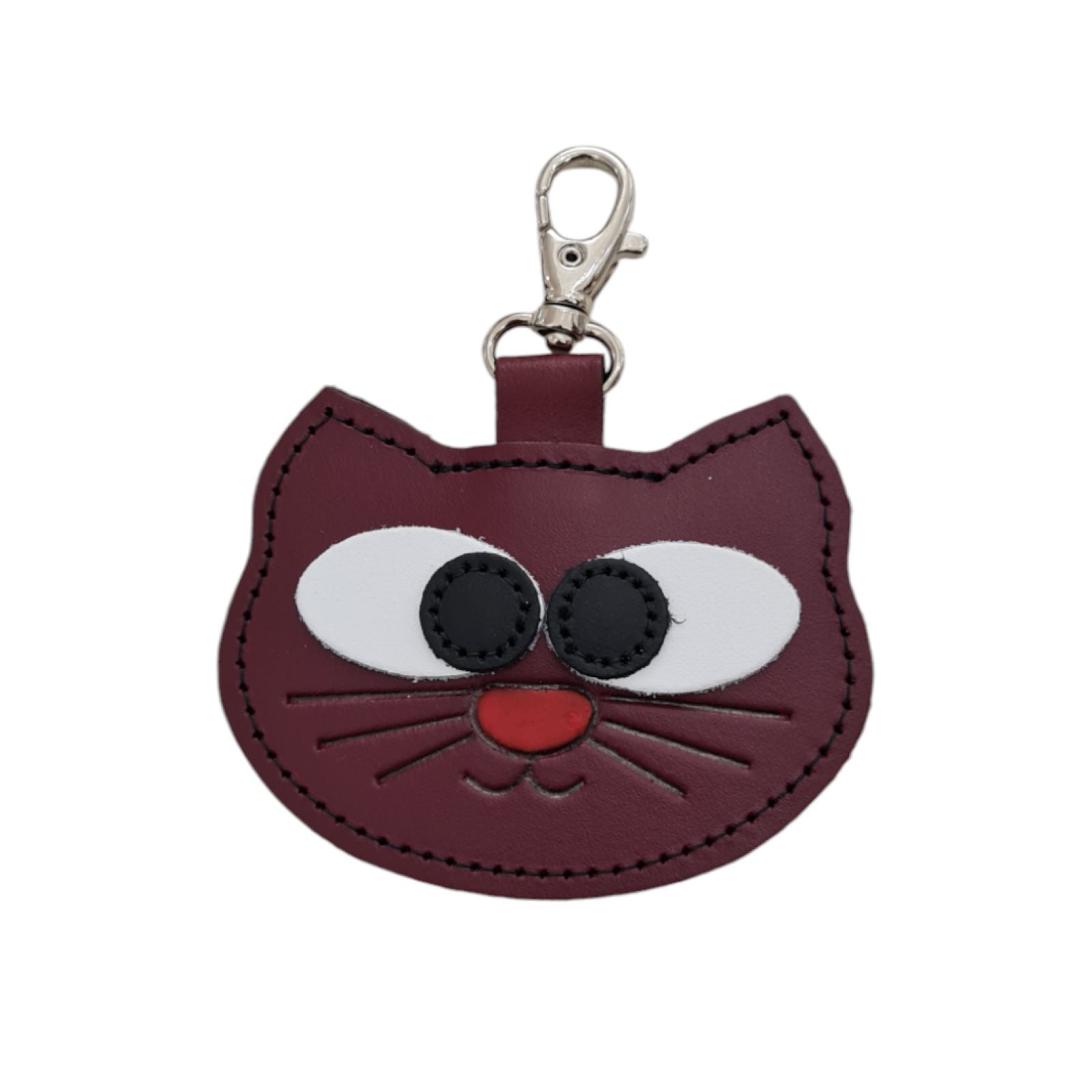 Colourful Cat Bag Charm - Oxblood-0