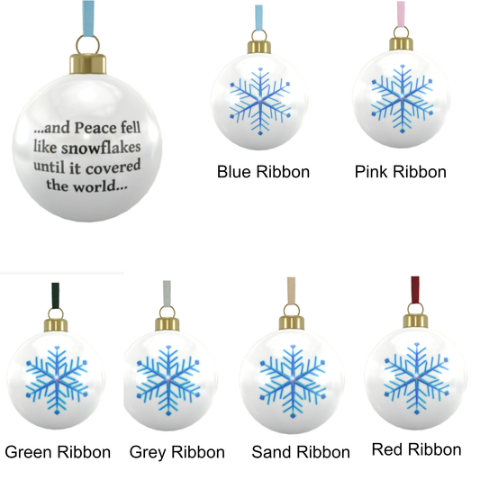 "Peace Fell Like Snow" Bone China Bauble