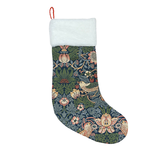 William Morris Strawberry Thief Blue - Christmas Stocking-0