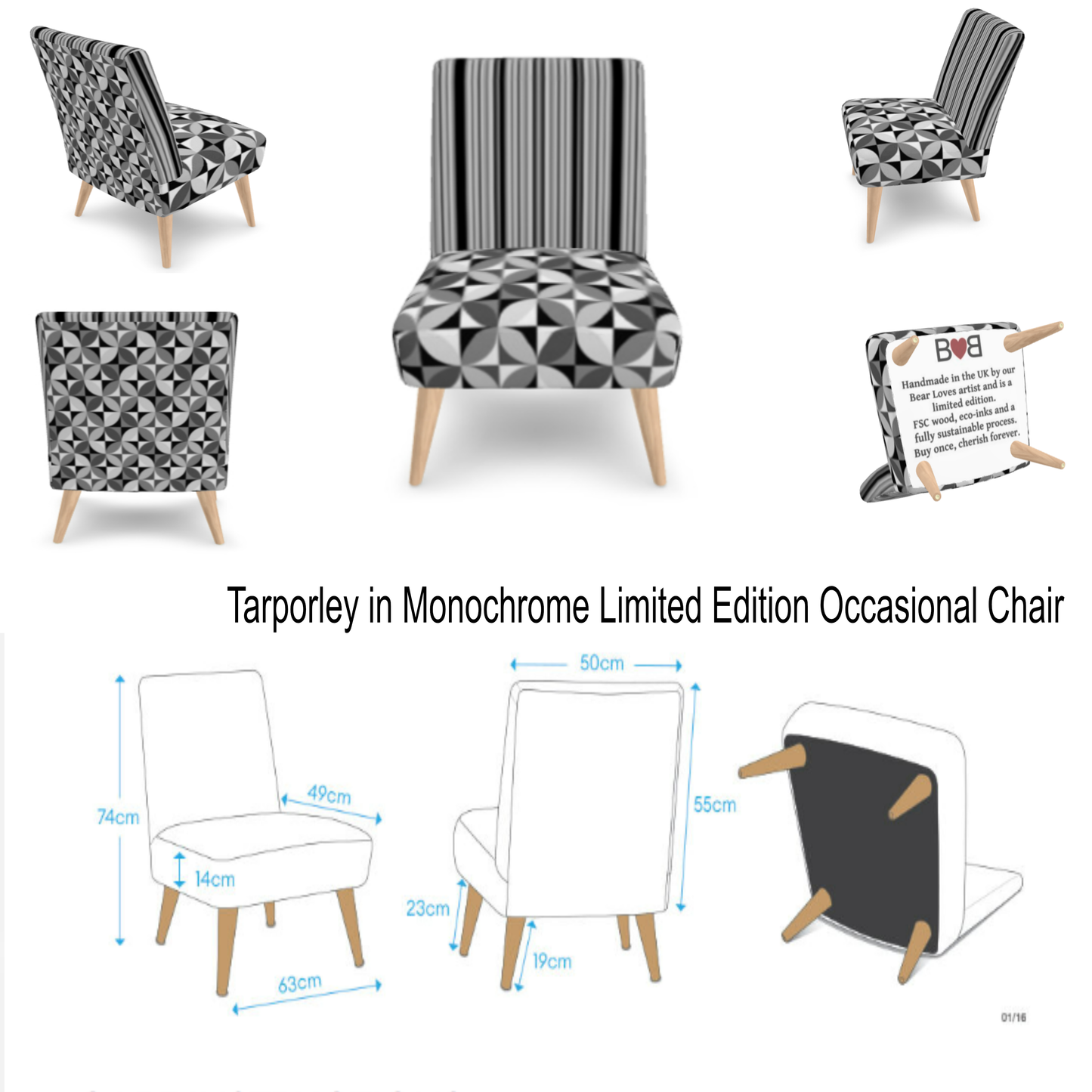 Tarporley in Monochrome, Limited Edition, Exclusively Designed Upholstered Occasional Chair