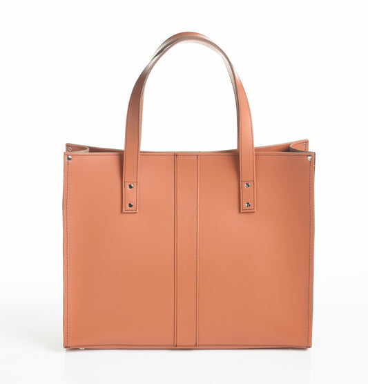 Handmade Leather Shopper - Burnt Orange-0