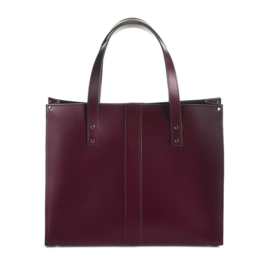 Handmade Leather Shopper - Marsala Red-0