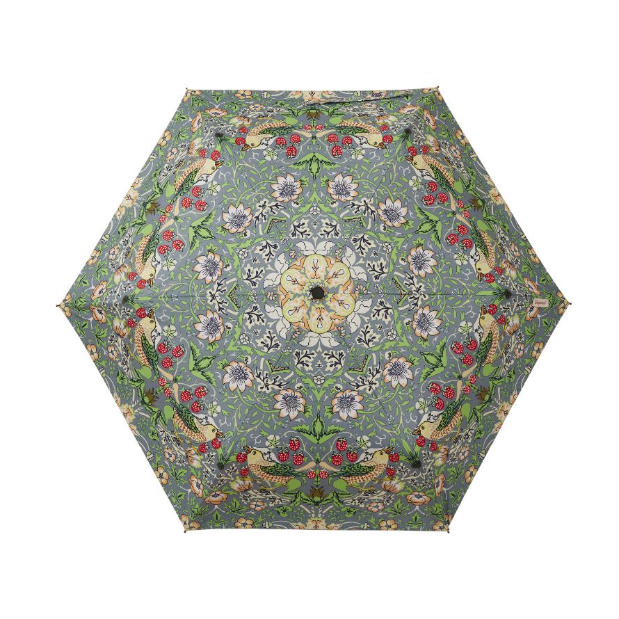 William Morris Strawberry Thief Grey - Automatic Folding Umbrella-1