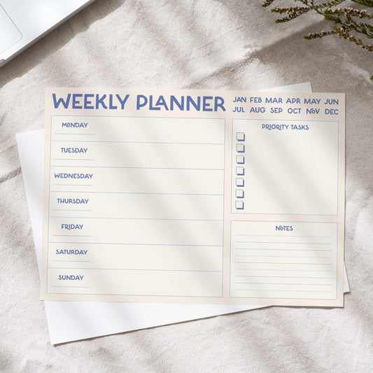 A4 Weekly Planner Pad | Modern Desk Organiser | Stylish Minimal Daily To Do List Desk Pad-0