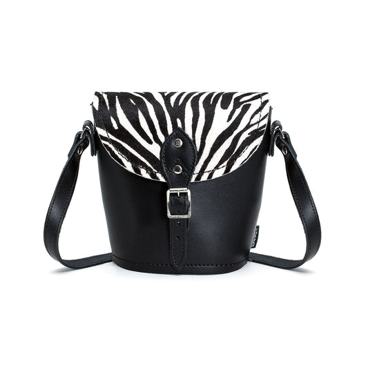 Handmade Leather Barrel Bag - Zebra-0