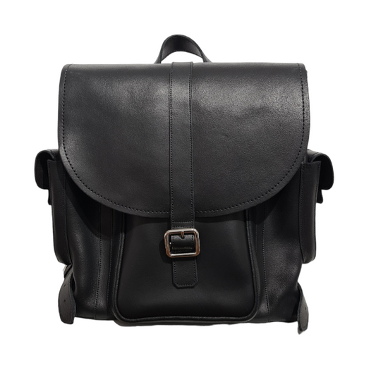 Men's Leather Tannery Backpack - Black-0