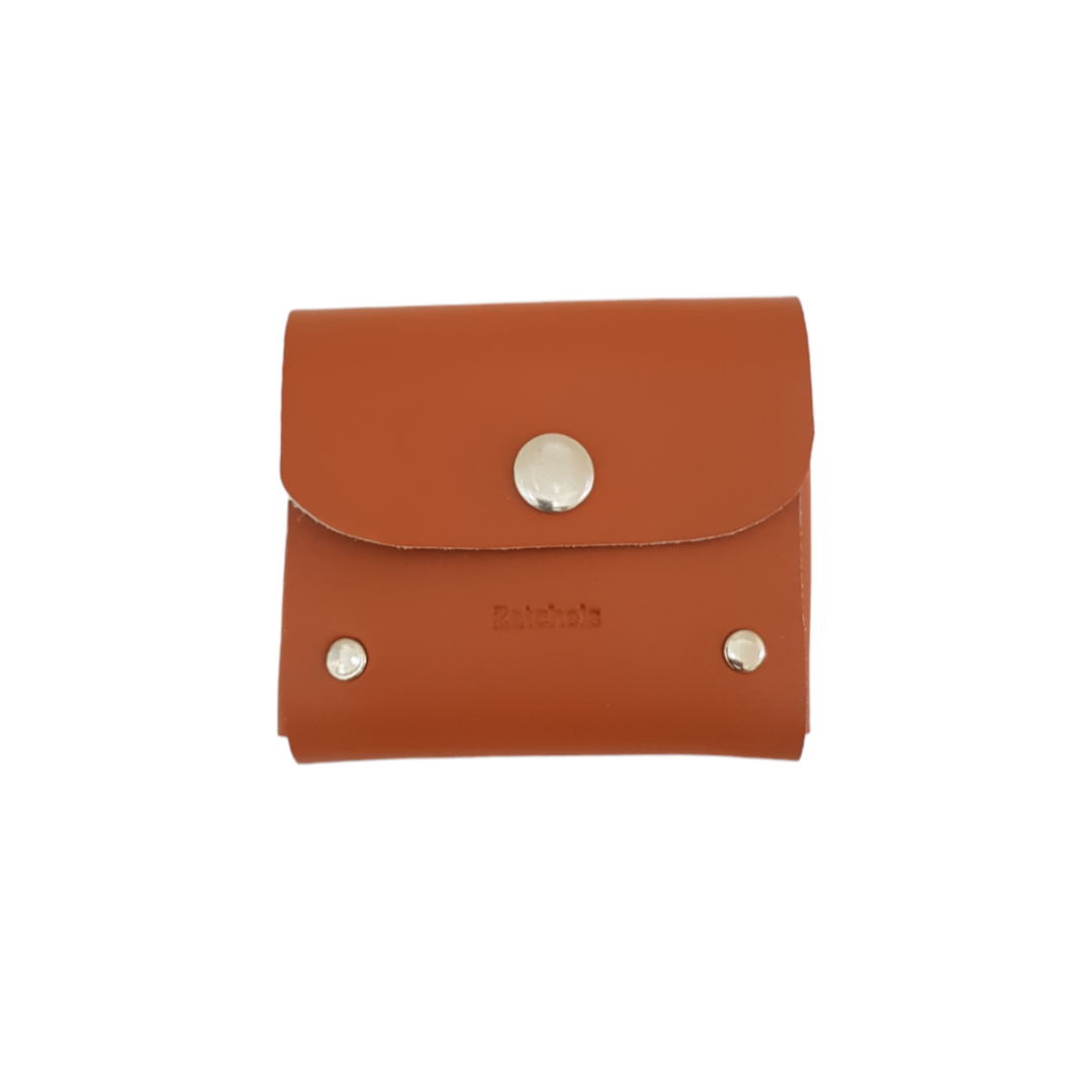 Handmade Leather Simple Coin Purse - Burnt Orange-0