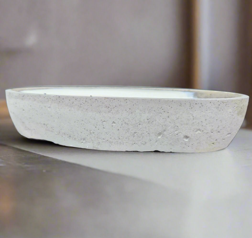 Multi Wick Concrete Oval Loaf Bowl Candle-3