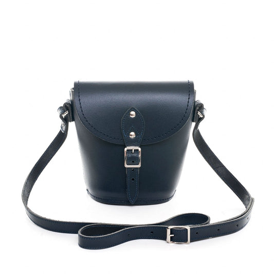 Handmade Leather Barrel Bag - Navy-0