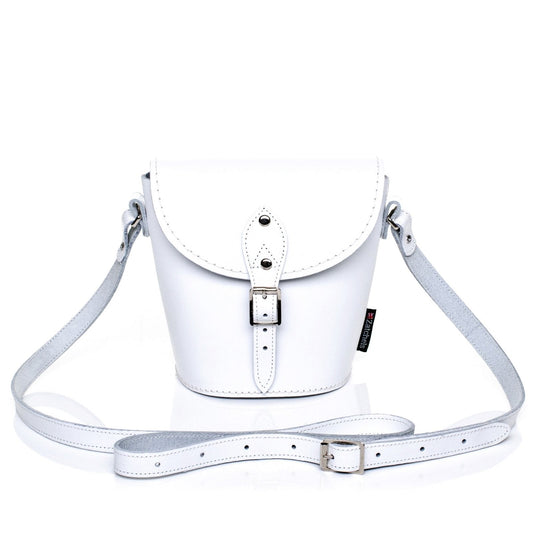 Handmade Leather Barrel Bag - White-0