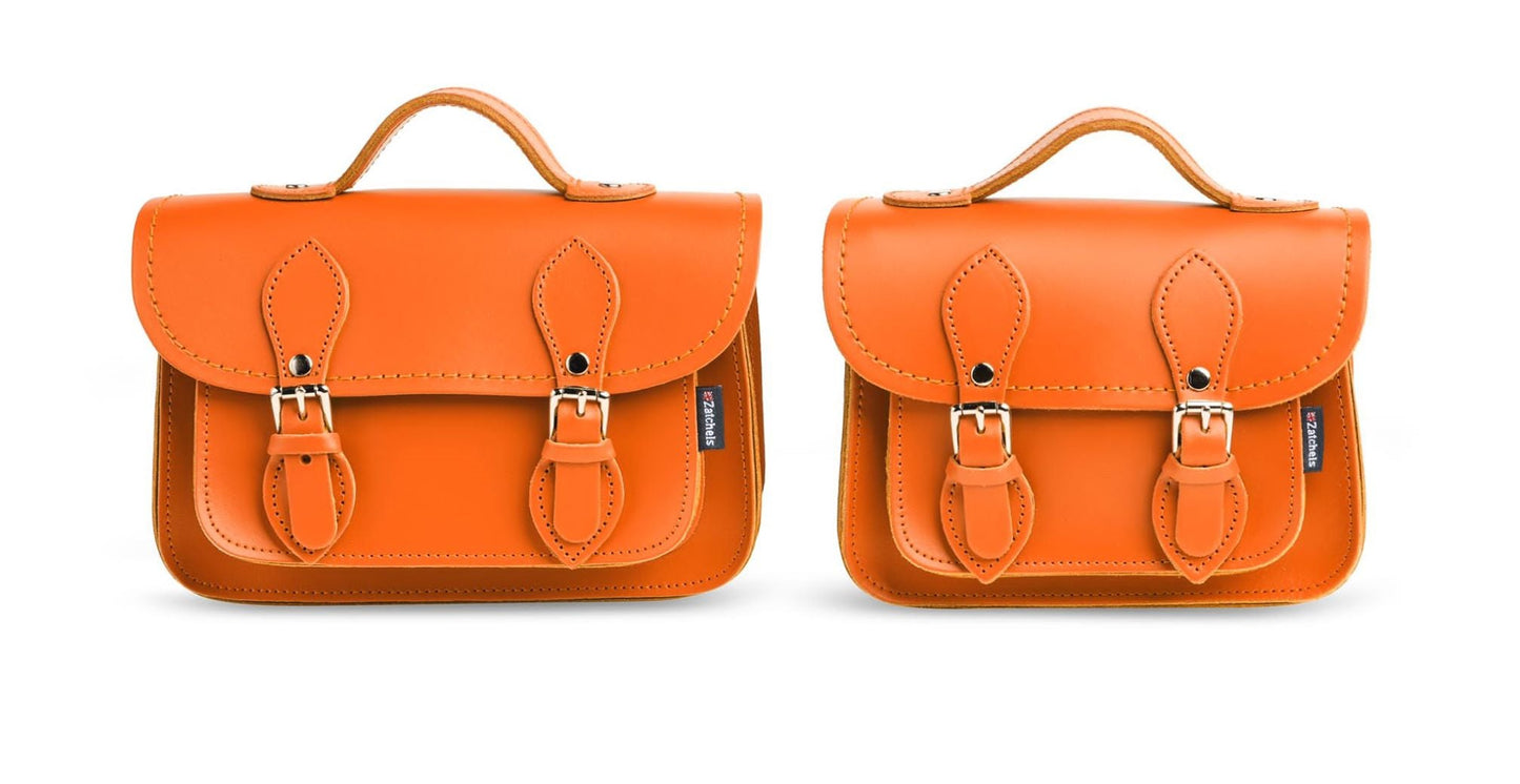 Handmade Leather Micro Satchel - Orange-4