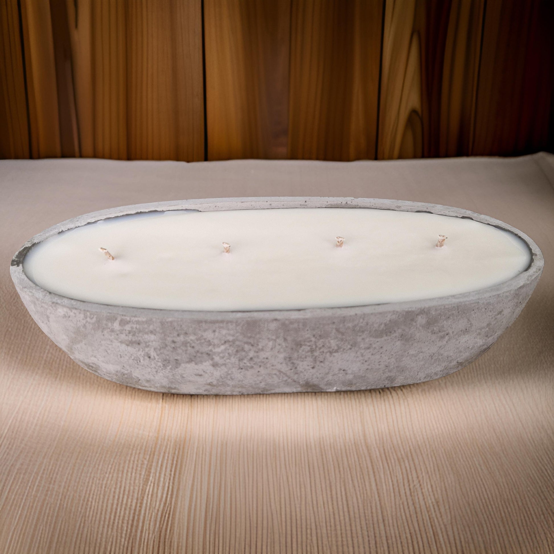 Multi Wick Concrete Oval Loaf Bowl Candle-1