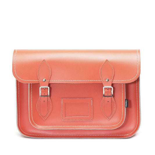 Handmade Leather Satchel - Coral-0