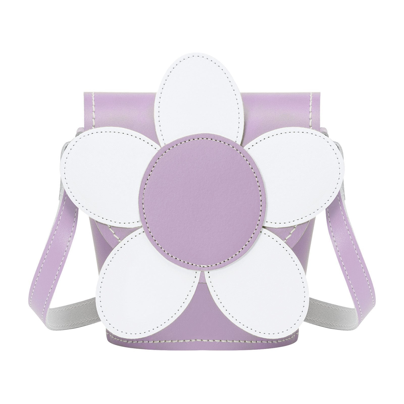 Handmade Leather Daisy Barrel Bag - Pastel Violet-0