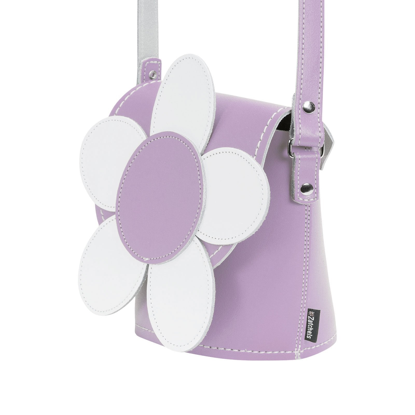 Handmade Leather Daisy Barrel Bag - Pastel Violet-1