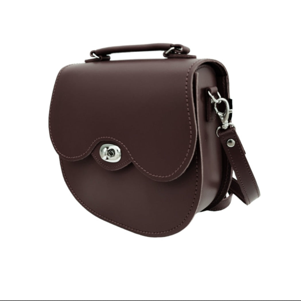 Handmade Leather Twist Lock Saddle Bag - Dark Brown-1