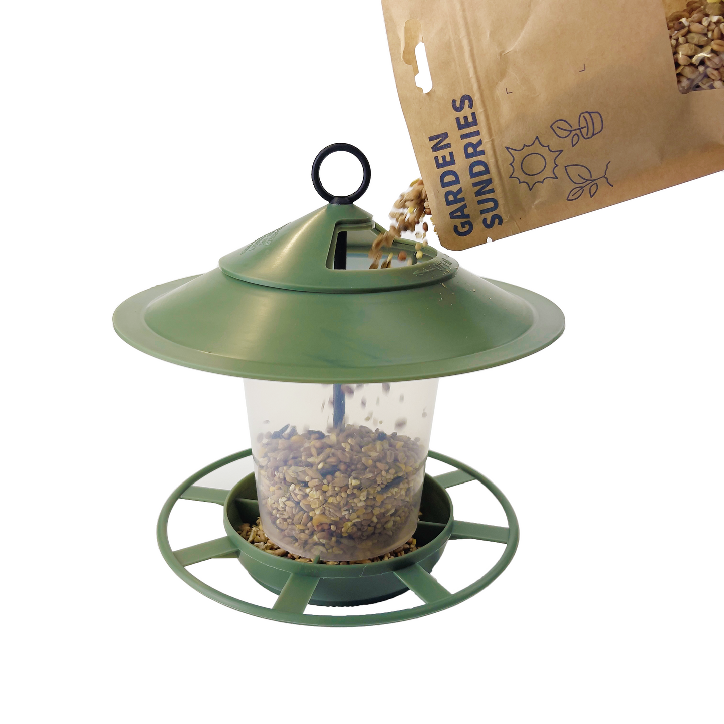Pre Filled Hanging Lantern Bird Feeder Gift Set & Sunflower Hearts Wild Bird Seed (450g)-1