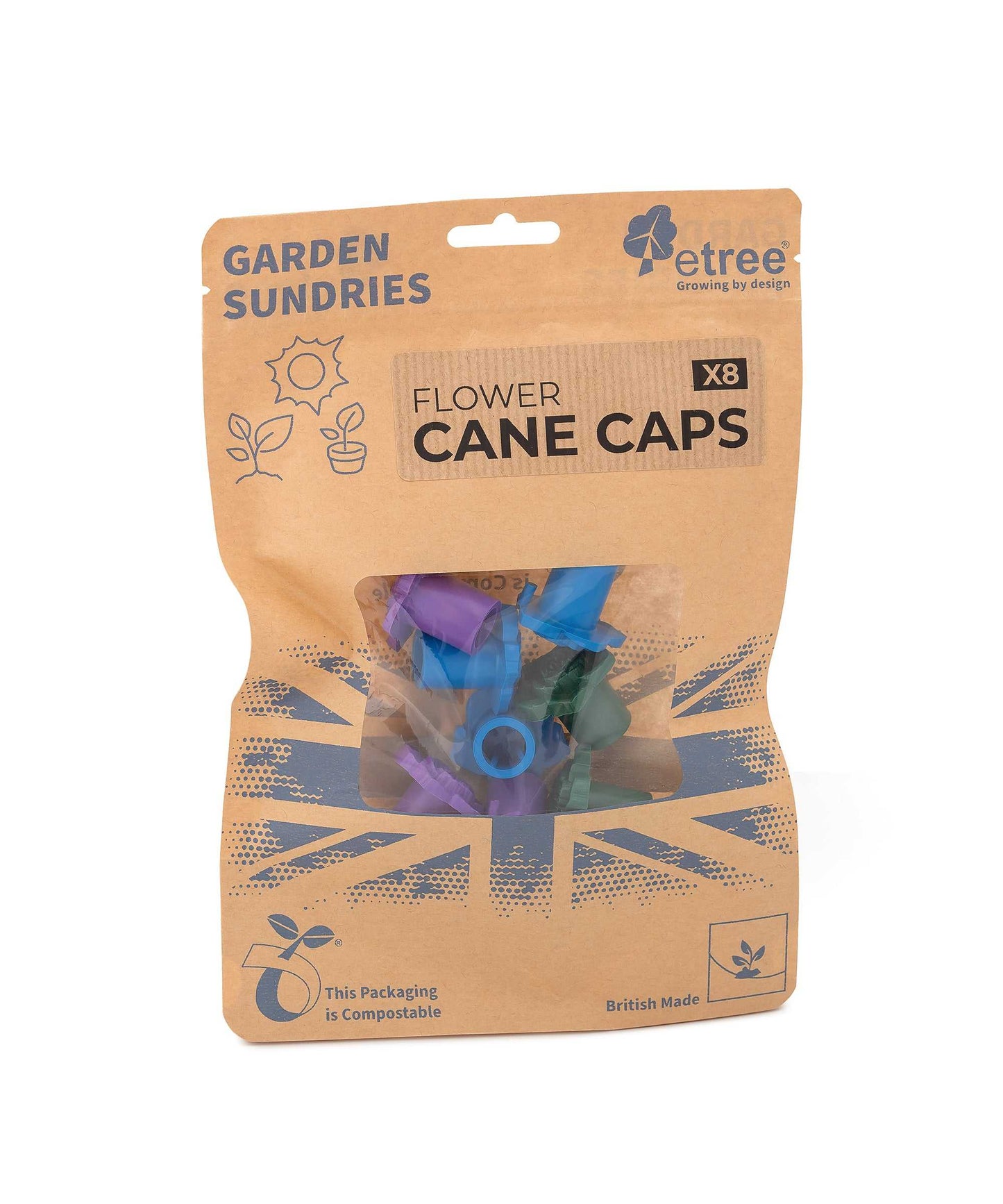 Flower Cane Caps (8pcs) Mixed Colours-1