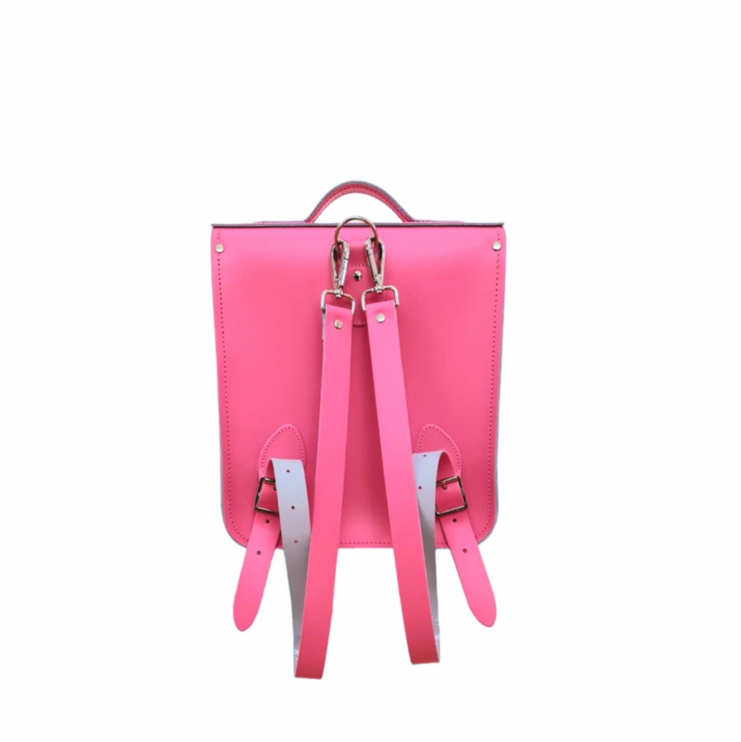 Handmade Leather City Backpack - Hot Fuchsia-3