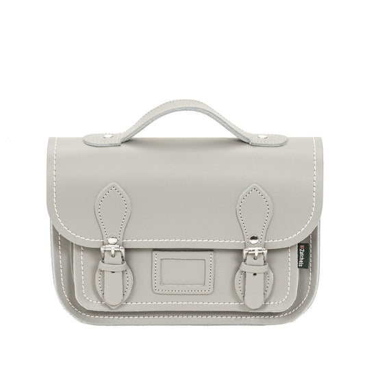 Leather Midi Satchel - Ghost Grey-0