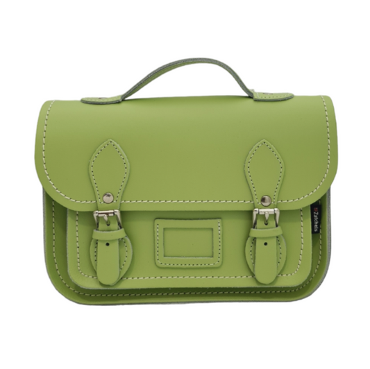 Leather Midi Satchel - Grass Green-0