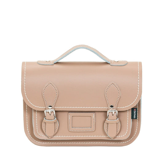 Leather Midi Satchel - Iced Coffee-0