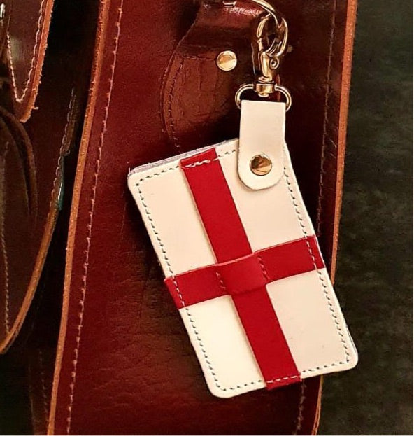 England Flag Handmade Leather bag charm-1