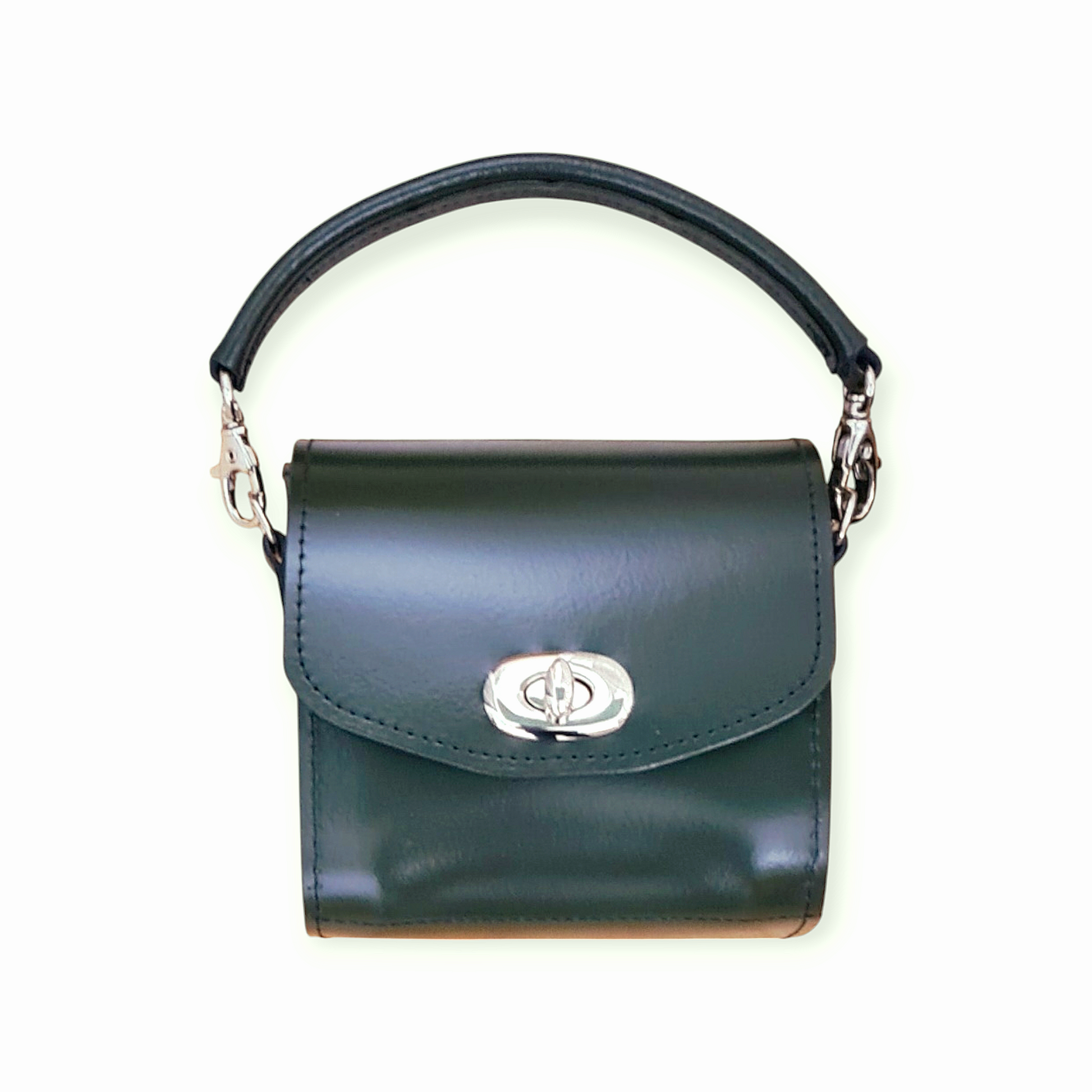 Bauble Handmade High Shine Leather Handbag - Ivy Green-4