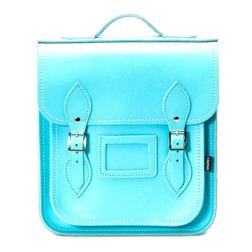 Handmade Leather City Backpack - Limpet -Shell Blue-0