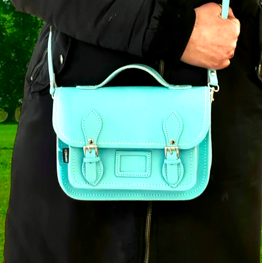 Leather Midi Satchel - Limpet - Shell Blue-3