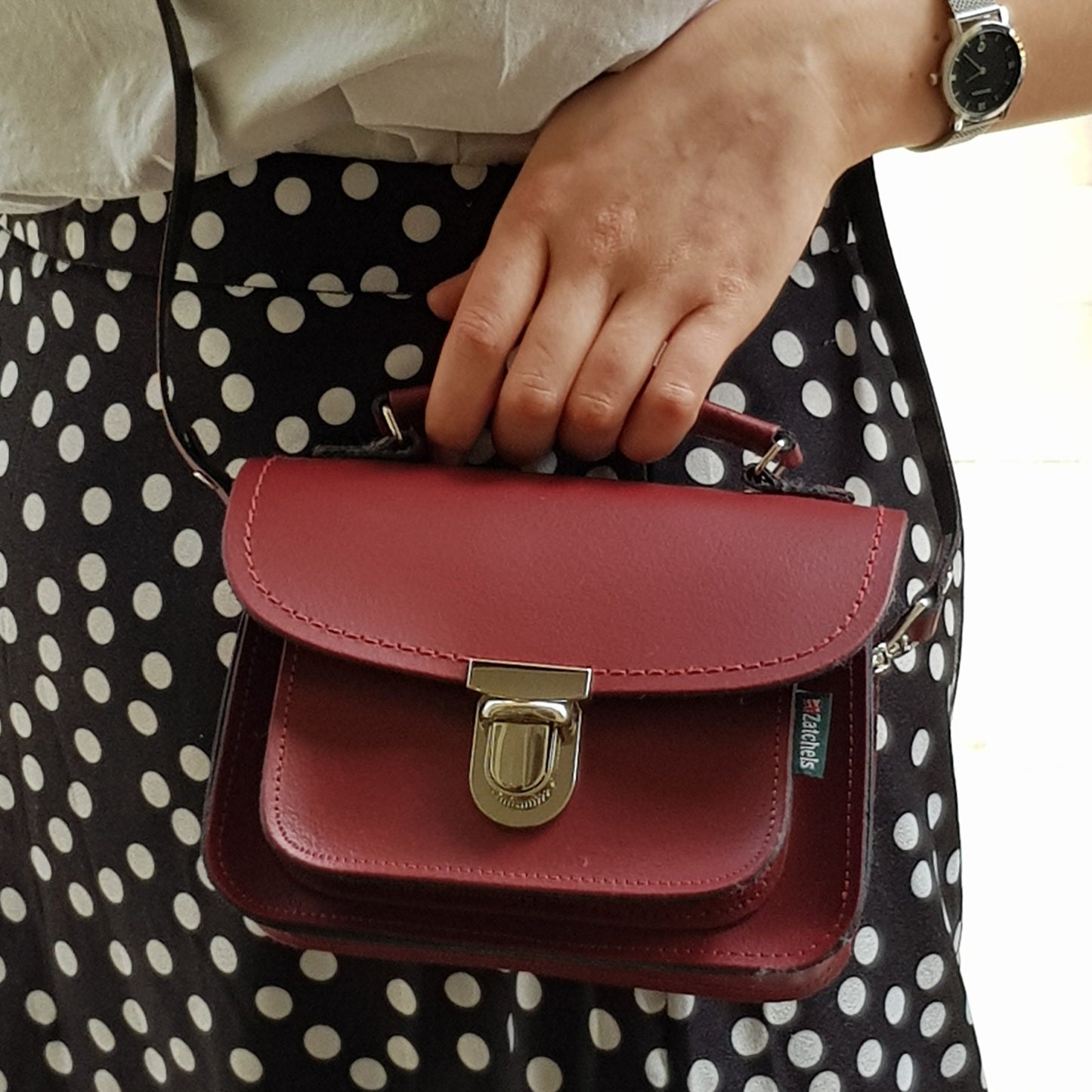 Luna Handmade Leather Bag - Oxblood Red-3