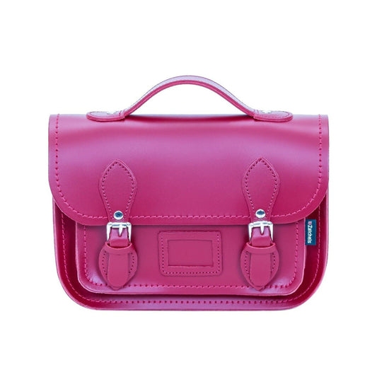 Leather Midi Satchel - Magenta-0